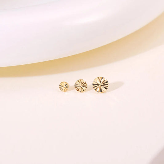 14K Solid Gold Whorl Disc Stud