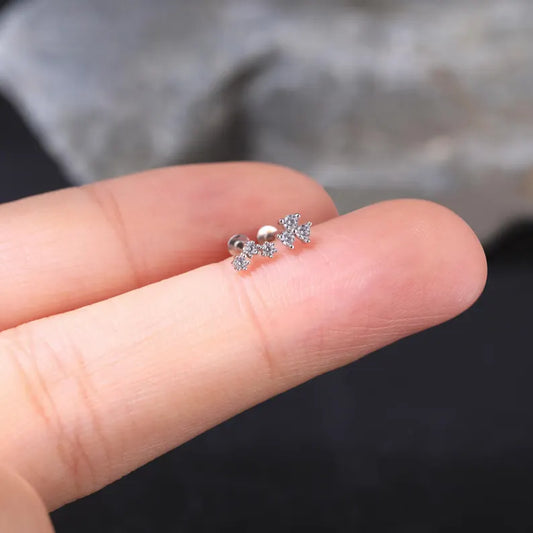 14K White Gold Ear Climber Stud