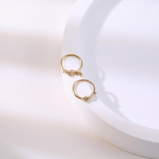 14K Gold Fish Clicker Hoop Nose Ring 18g