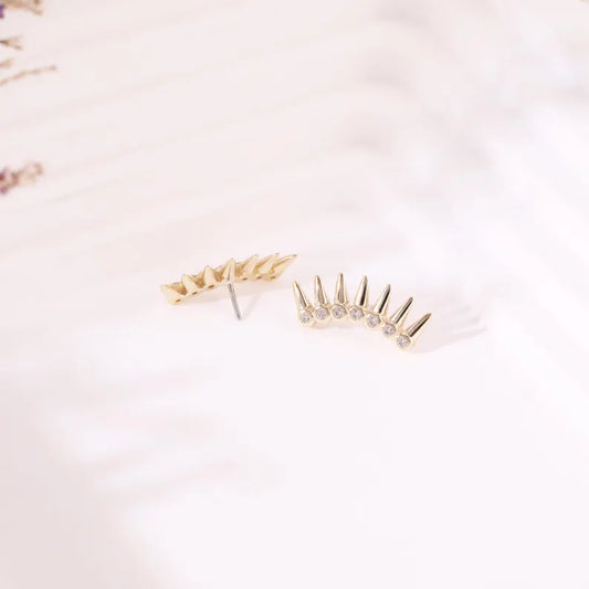 14k Gold Curved Bar Gothic Helix Conch Stud