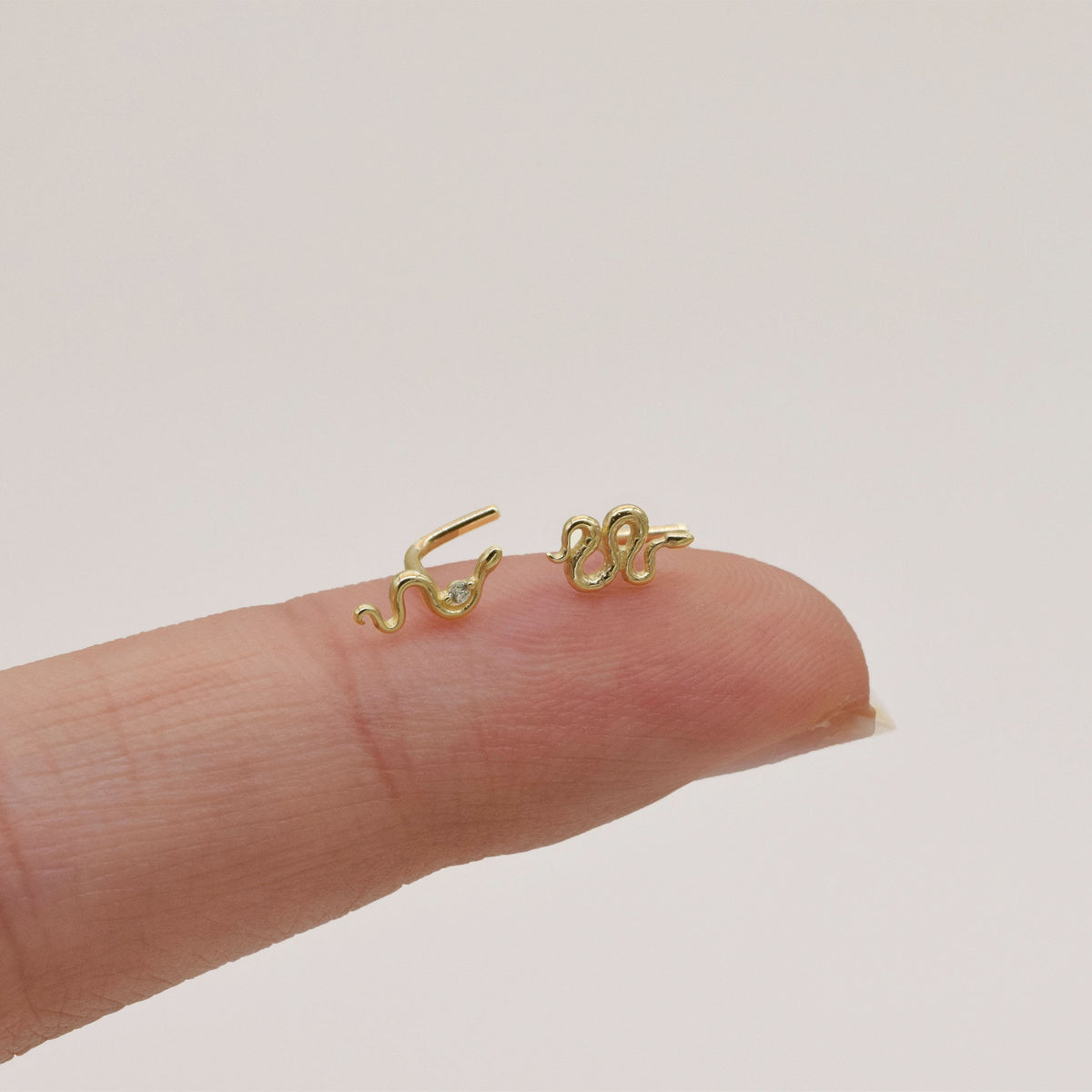 14K Solid Gold Snake Nose Stud