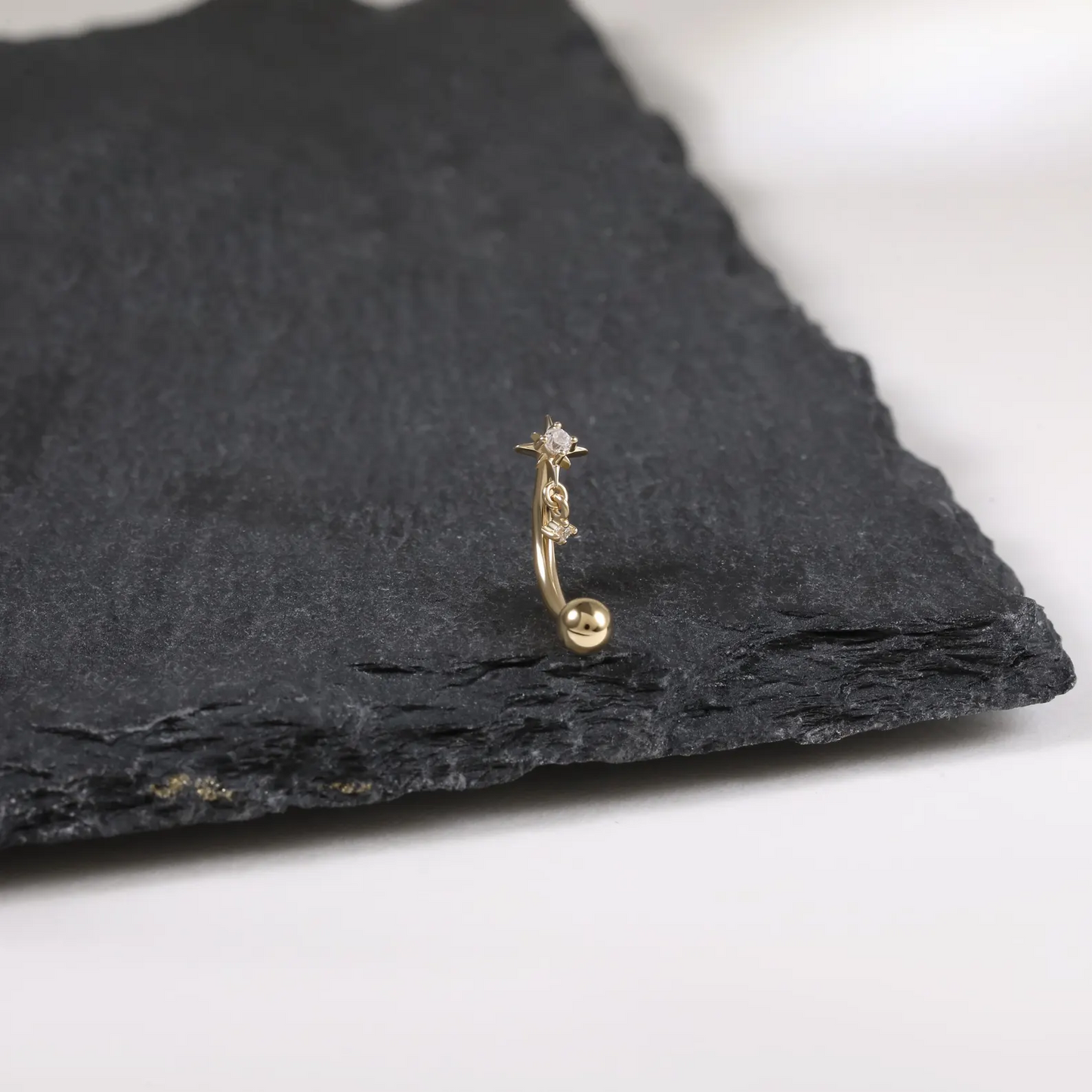 14K Solid Gold Starburst Dangle Rook Piercing