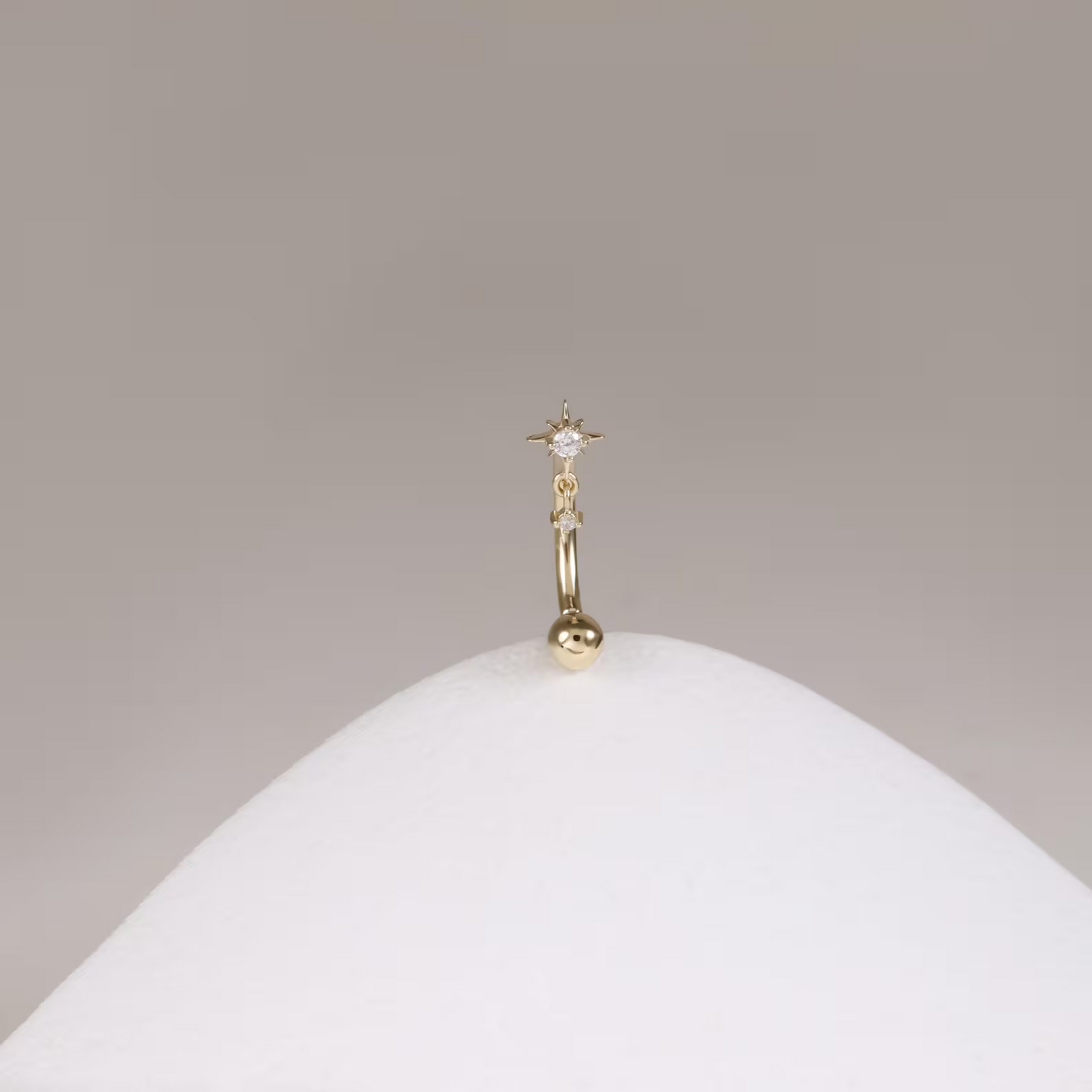 14K Solid Gold Starburst Dangle Rook Piercing