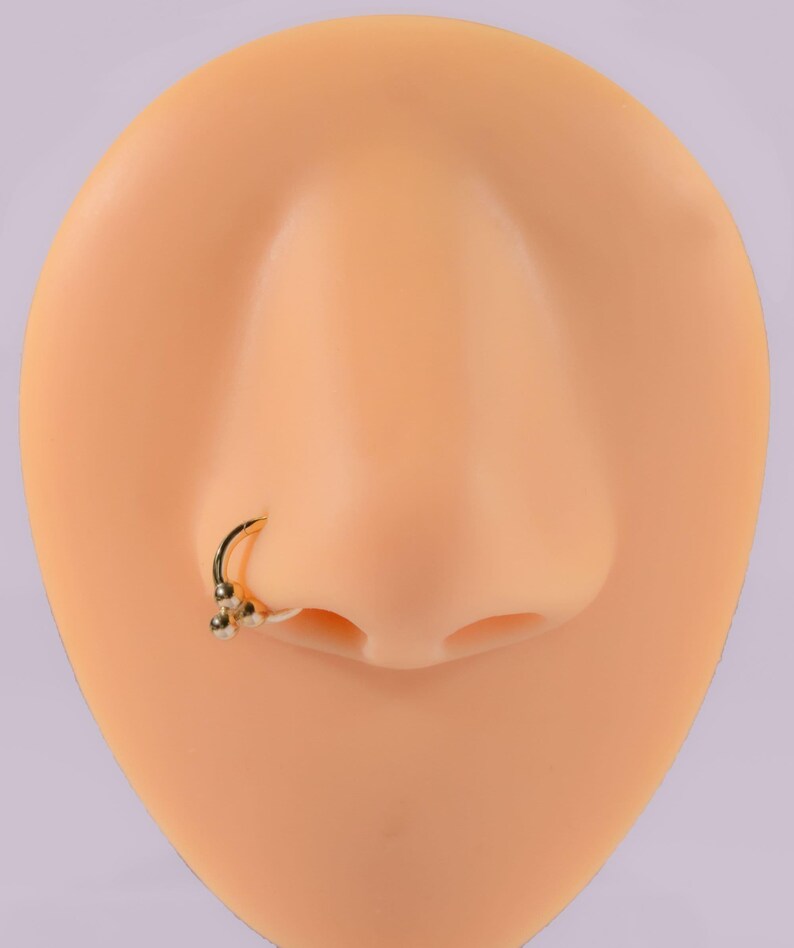 14K Gold Beaded Septum Hoop 16G