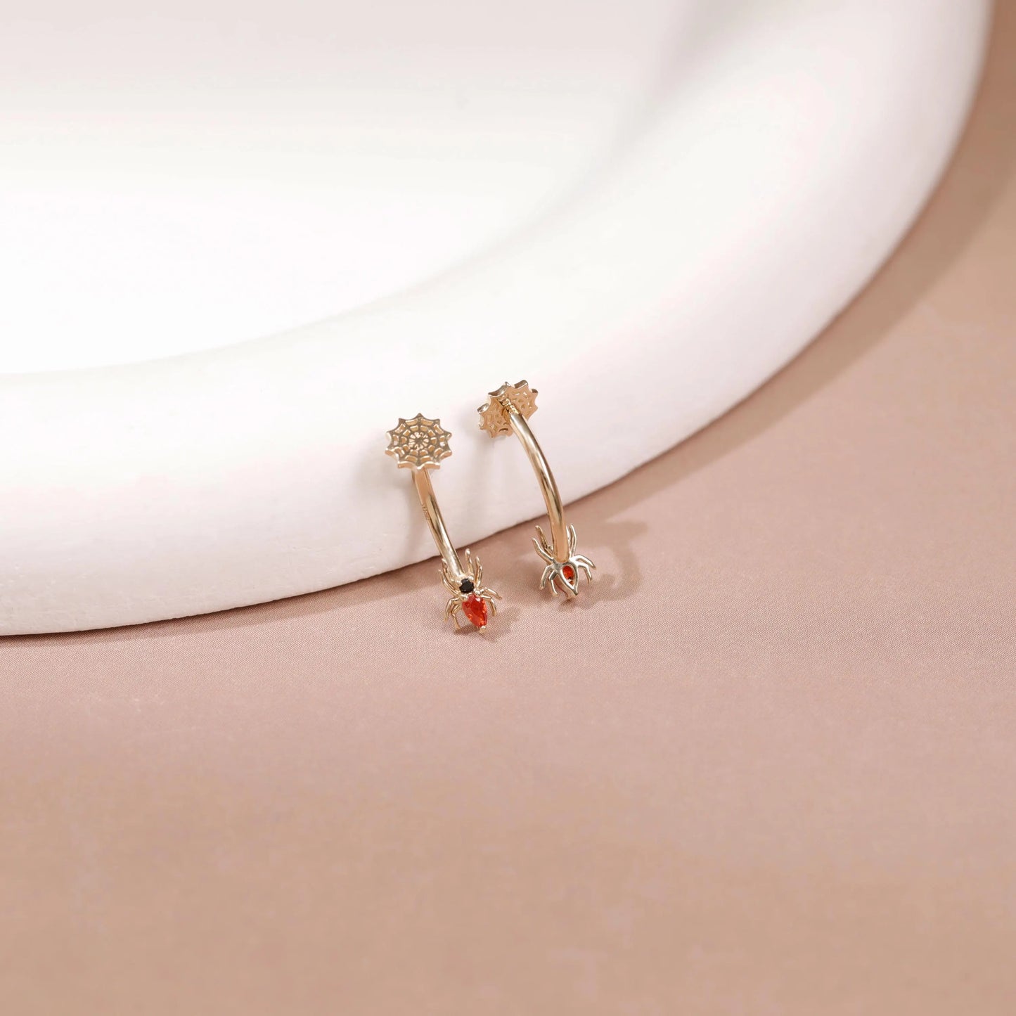 14K Solid Gold Spider Web Rook Ring