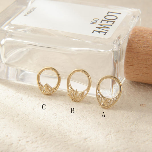 14K Gold Cityscape Septum Hoop Clicker 16G