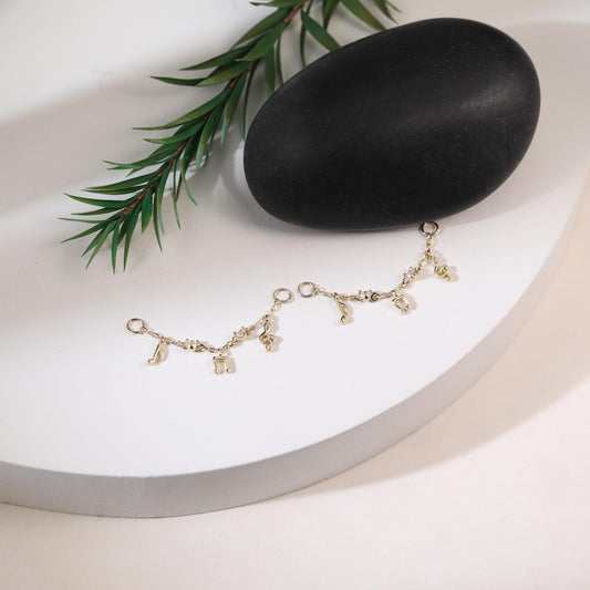 14K Solid Gold Musical Notes Chain Piercing