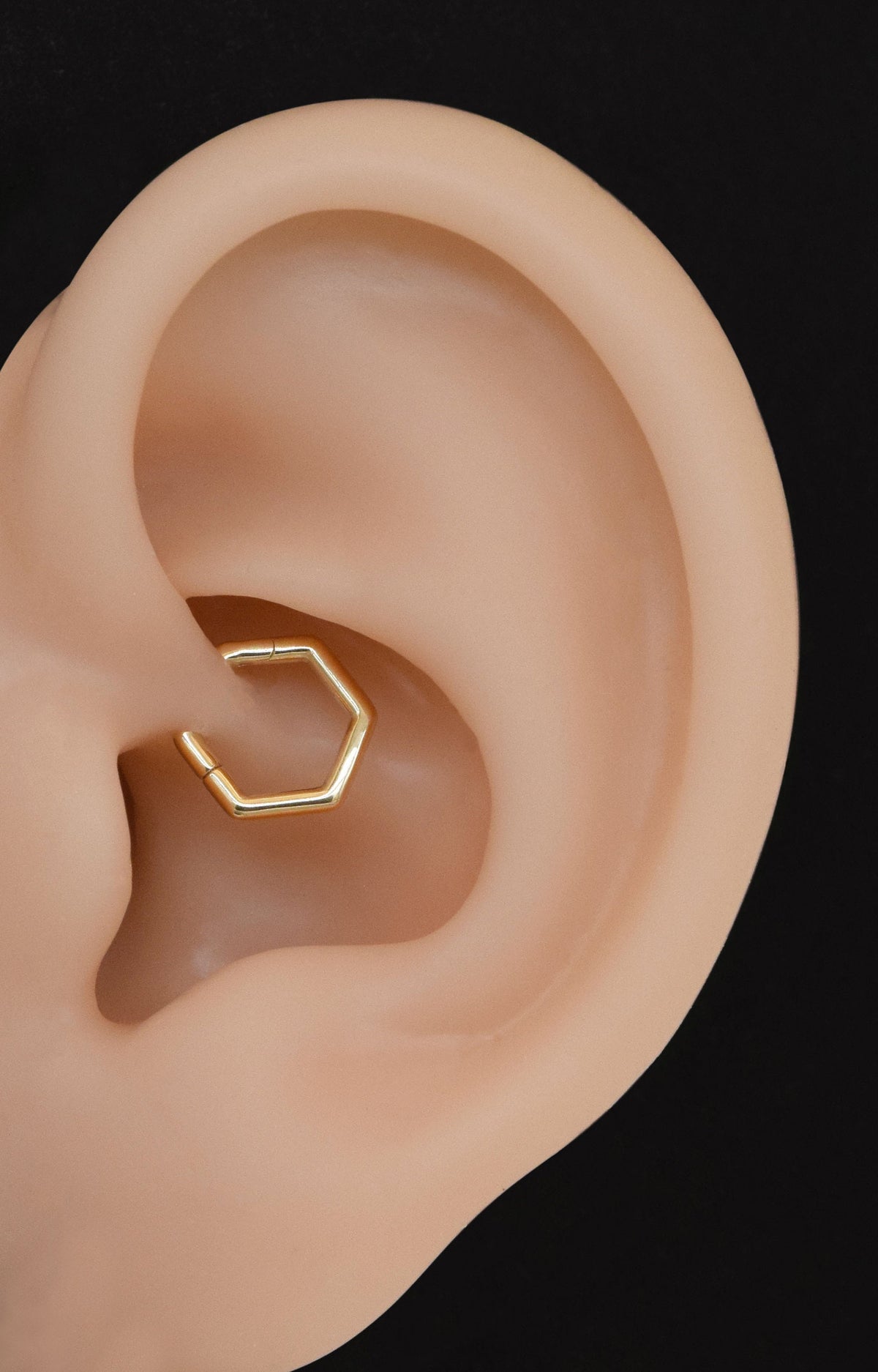 14K Solid Gold Hexagon Clicker Hoop