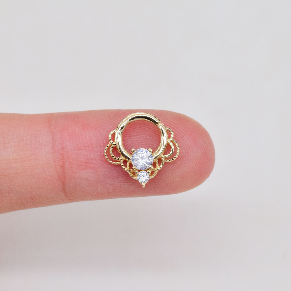 14K Solid Gold Luxe Lace Clicker Hoop