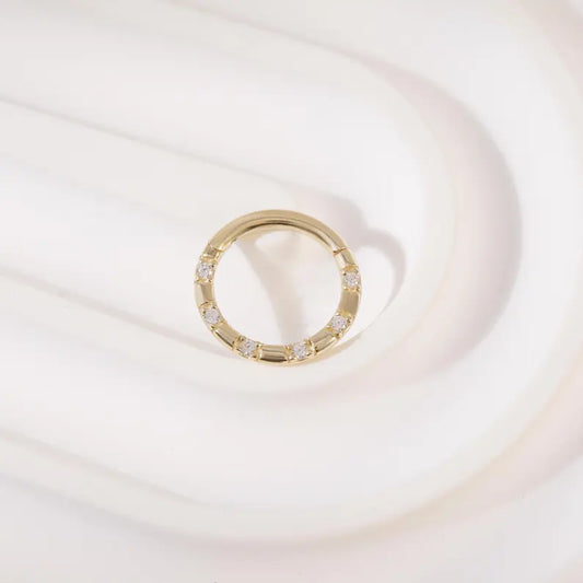 14K Gold Diamond Septum Clicker Ring