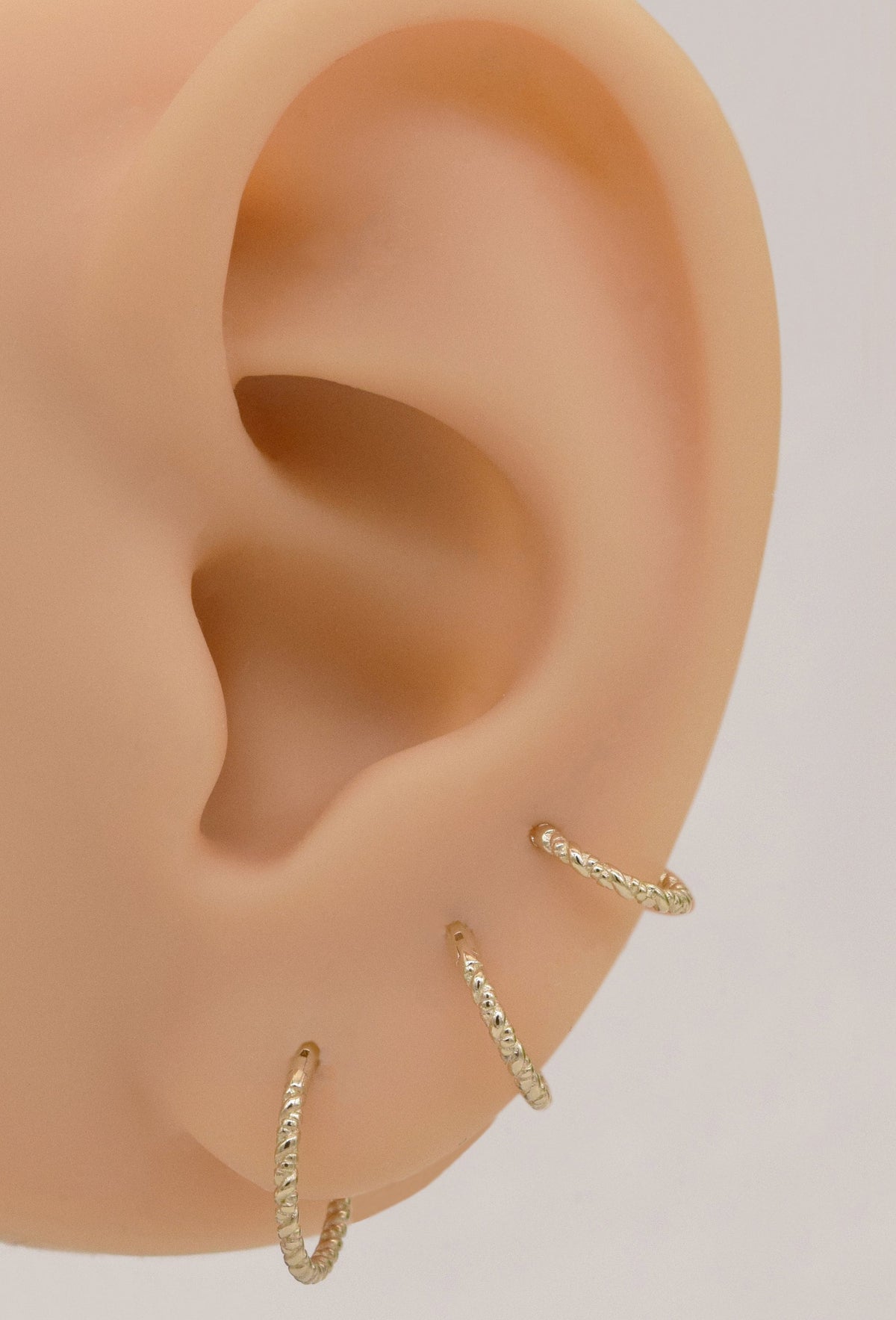 14K Solid Gold Twisted Clicker Hoop