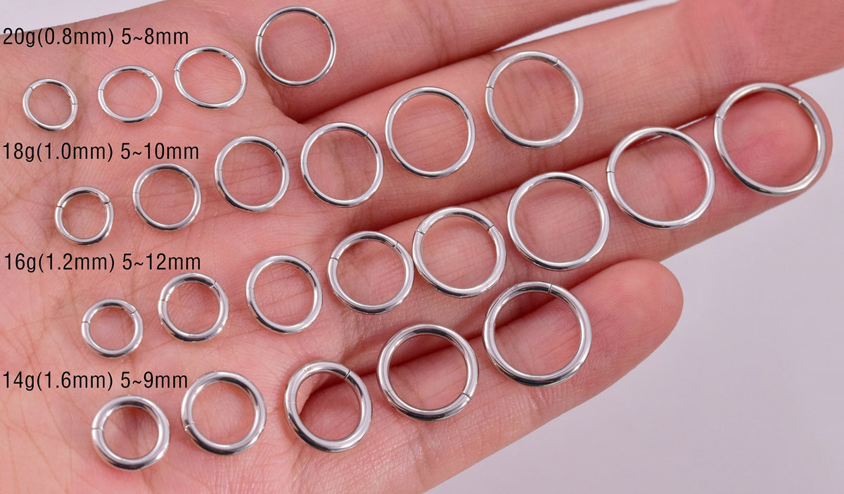 14K Solid White Gold Hinged Hoop Earring