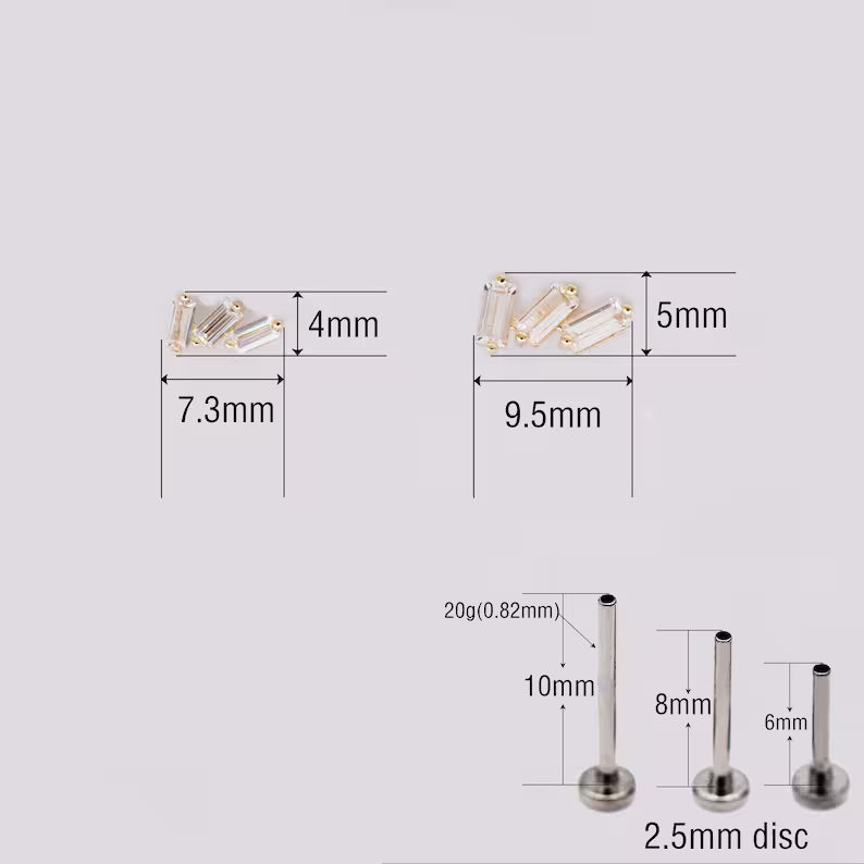 14K Gold Baguette Climber Stud