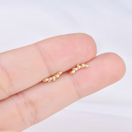 14K Gold Foliage Flat Back Stud