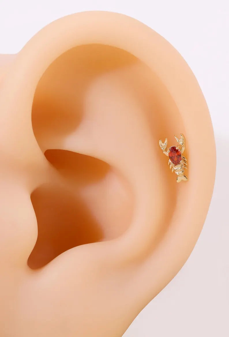14K Gold Lobster Cartilage Stud