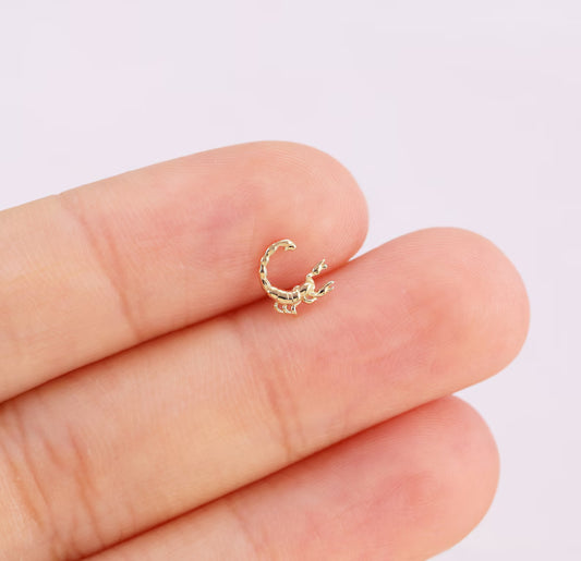 14K Gold Scorpion Stud Earring for Piercing