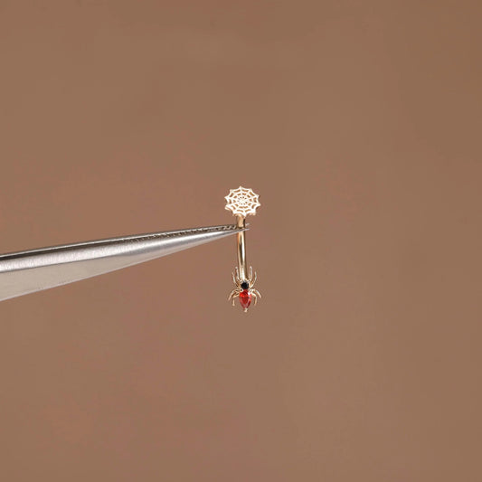 14K Solid Gold Spider Web Rook Ring