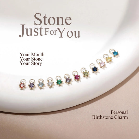 14K Solid Gold Birthstone Charm