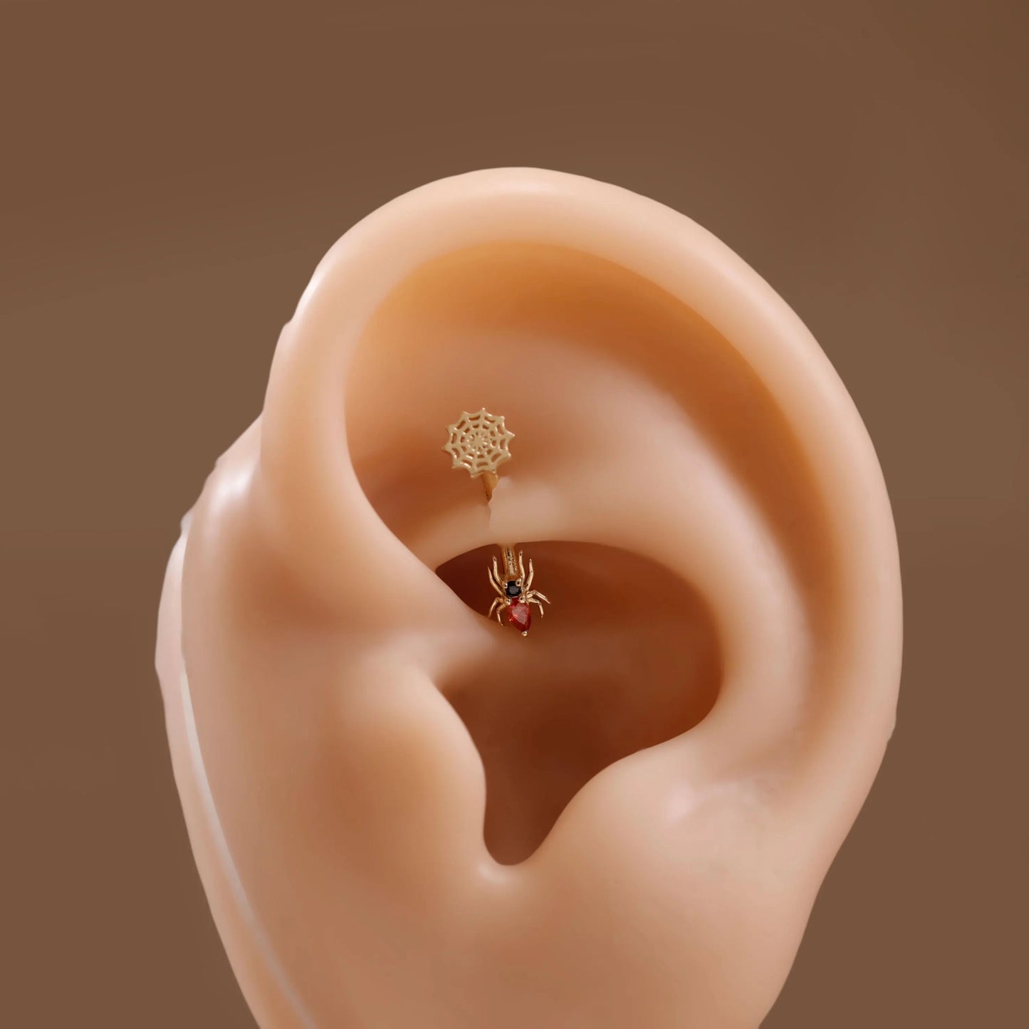 14K Solid Gold Spider Web Rook Ring
