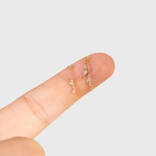 14K Gold Koi Fish Double Chain Earring Charm