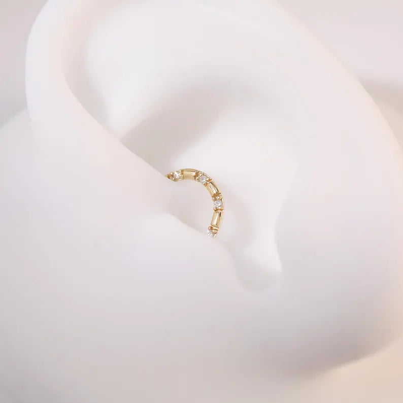 14K Gold Diamond Septum Clicker Ring