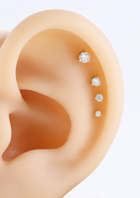 14K Solid Gold Diamond Tiny Cartilage Stud