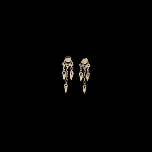 14K Gold Dangle Cone Triple Chain Tragus Earring