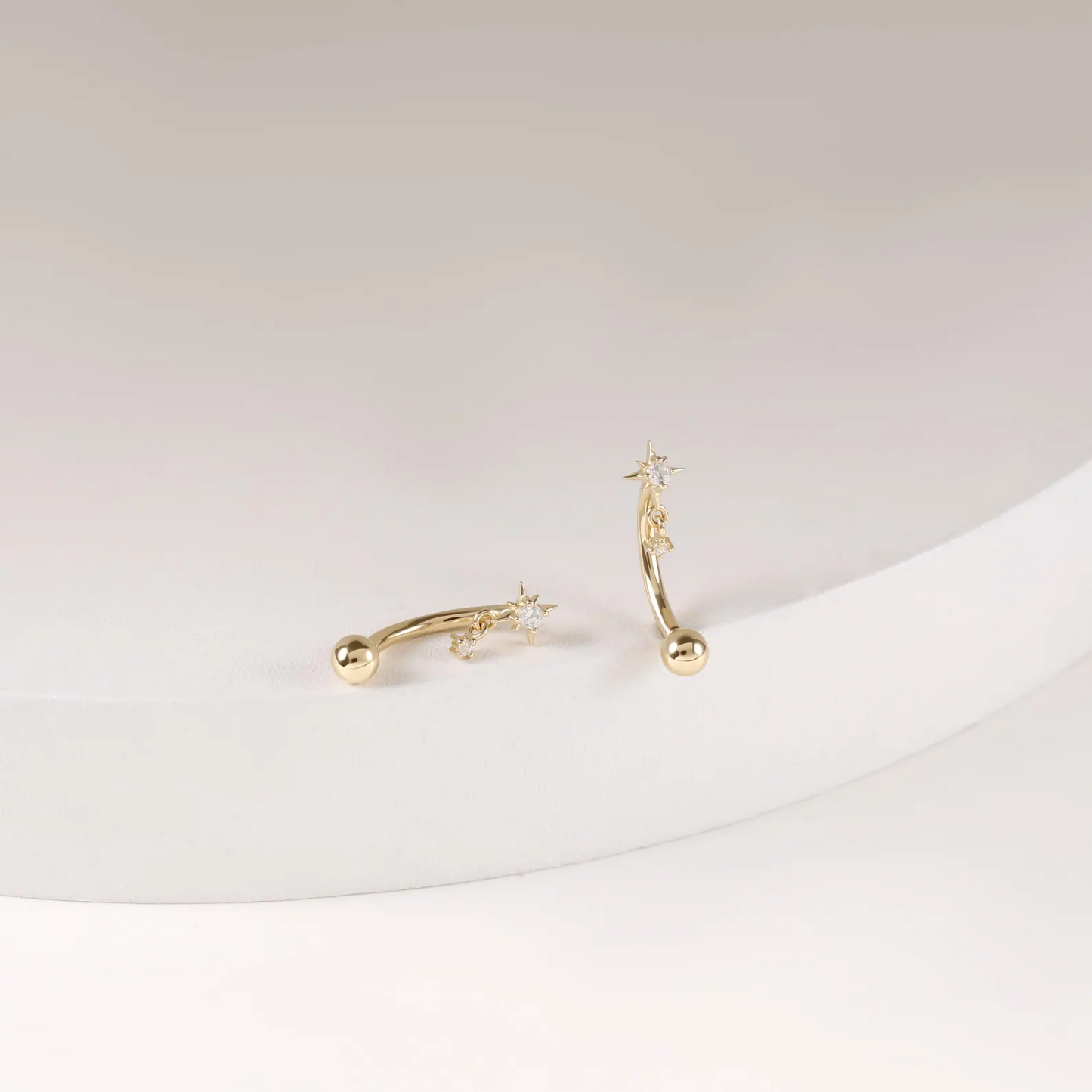 14K Solid Gold Starburst Dangle Rook Piercing