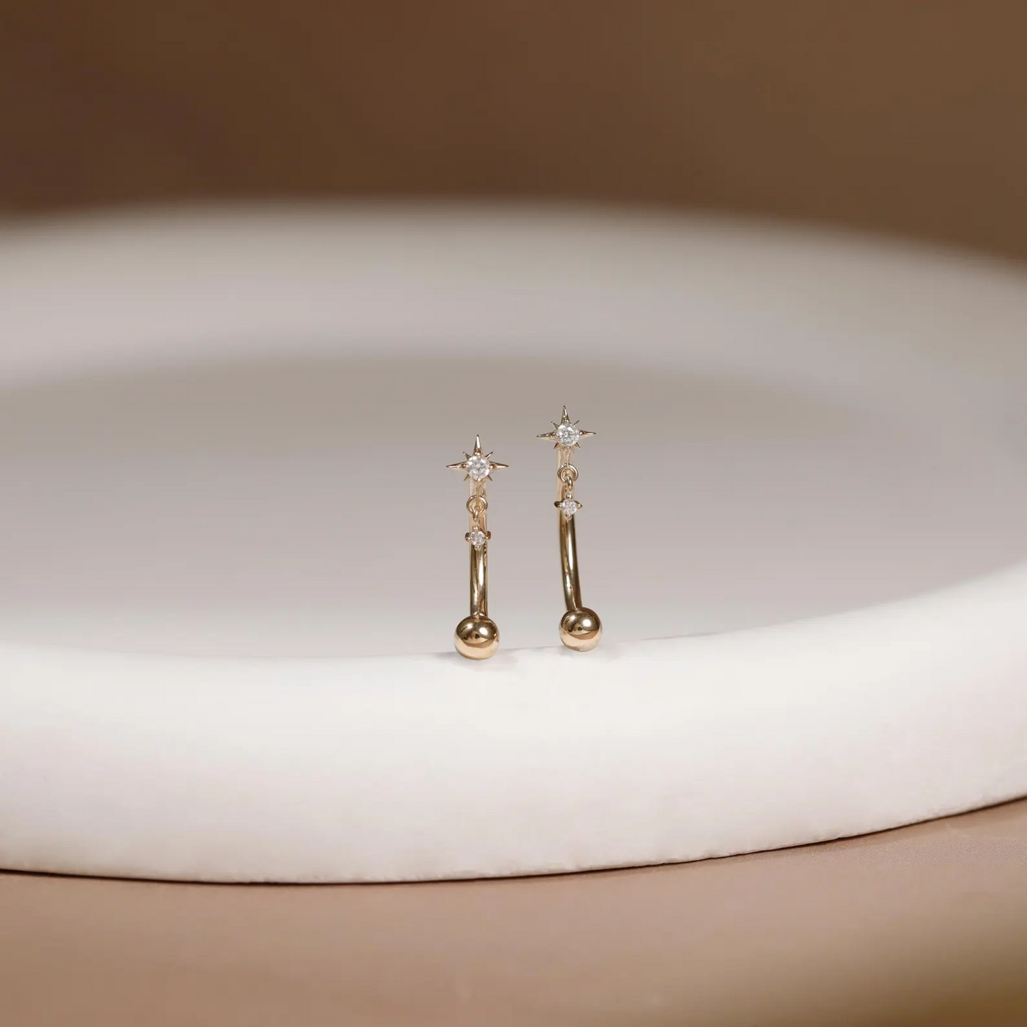 14K Solid Gold Starburst Dangle Rook Piercing