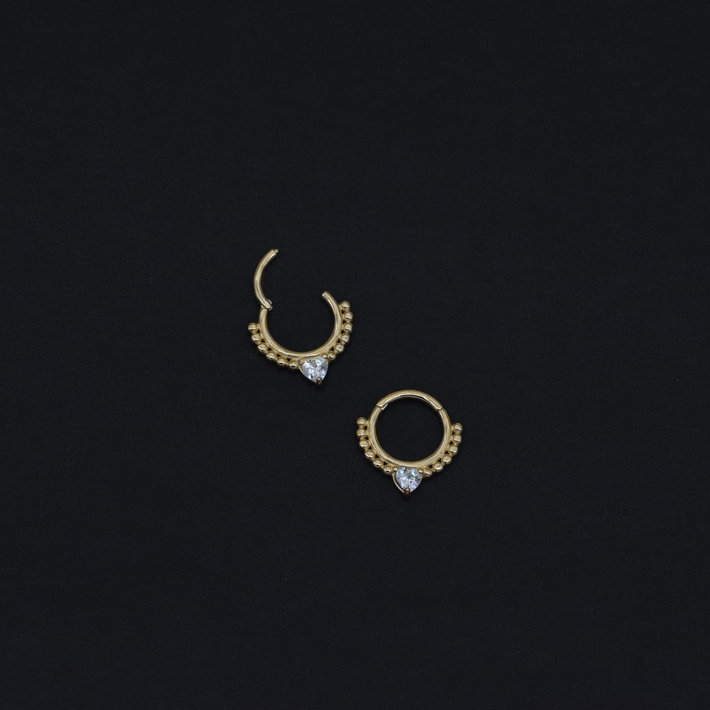 14k Solid Gold Teardrop Beaded Gold Hoop Earrings Diamond Septum Ring Dainty Nose Ring Helix Daith Conch Gold Piercing Jewelry 16g