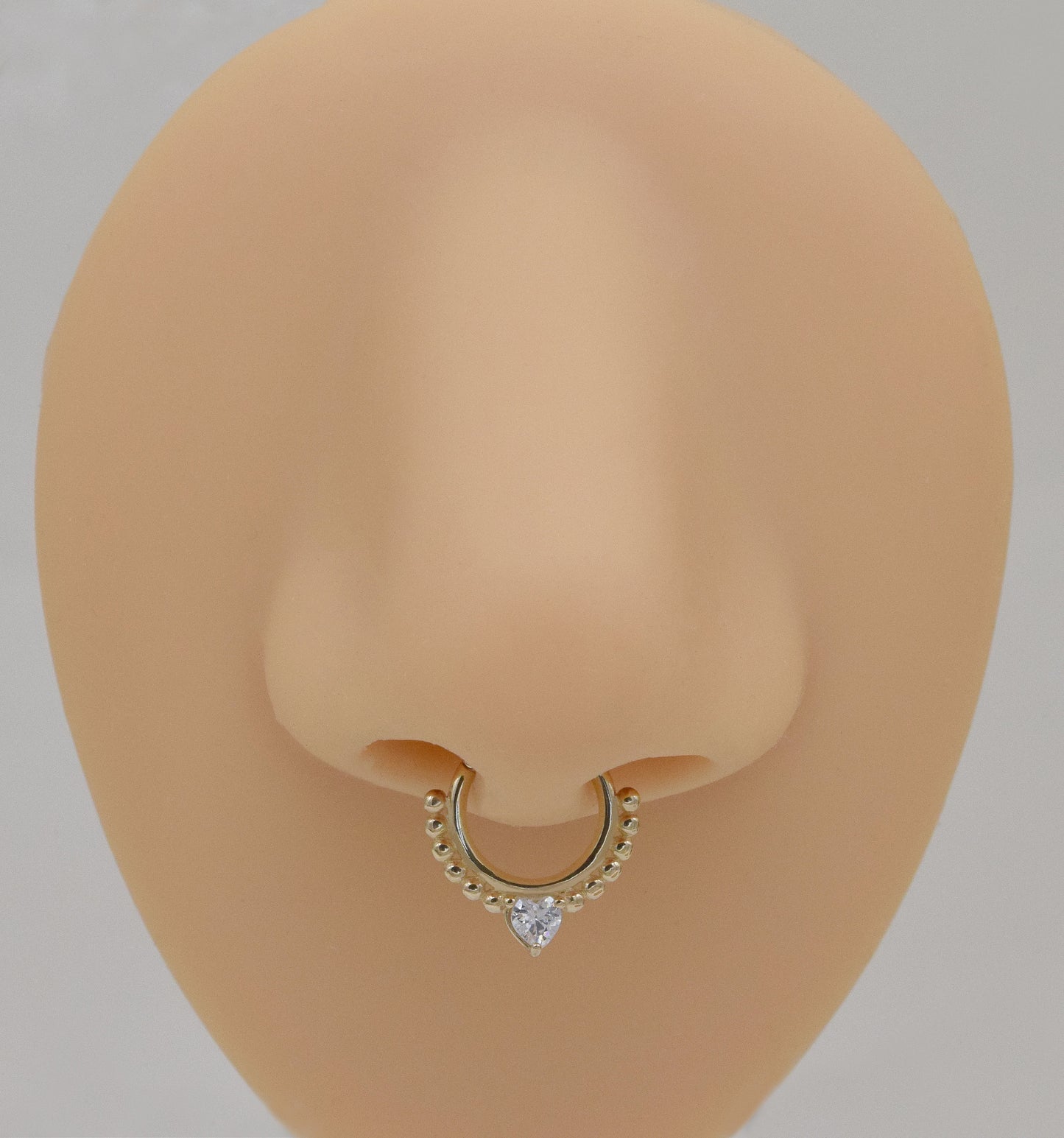 14k Solid Gold Teardrop Beaded Gold Hoop Earrings Diamond Septum Ring Dainty Nose Ring Helix Daith Conch Gold Piercing Jewelry 16g