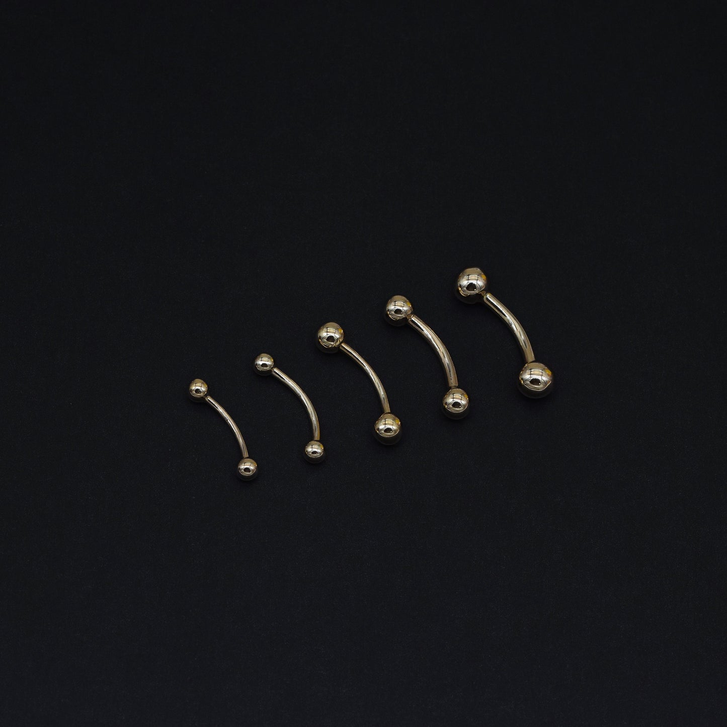 14k Solid Gold Belly Button Ring Navel  Piercing Round Two balls Bar bell Threaded Bar bell Rook Piercing Eyebrow Piercing 18g 16G 14g