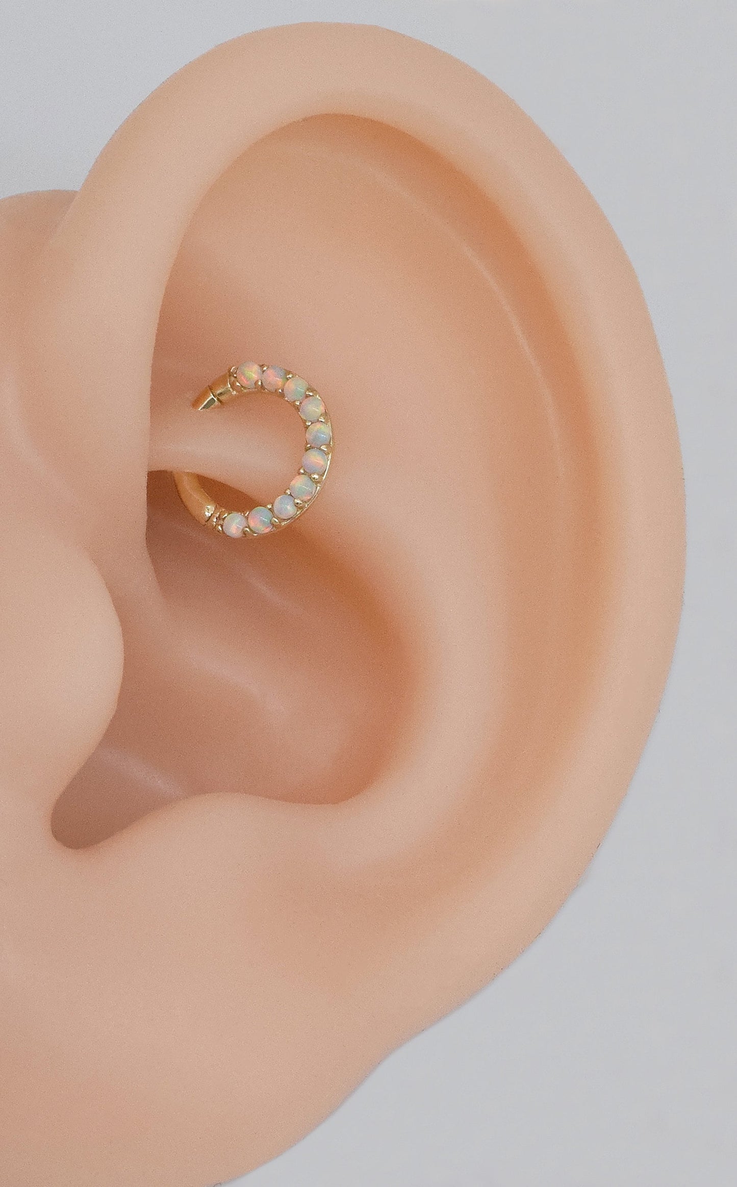 14k Solid Gold Opal Septum Ring Opal Cartilage Tragus Hoop Helix Cartilage Daith Rook Conch Ring Opal Piercing Clicker Jewelry 6/8/10mm 16g