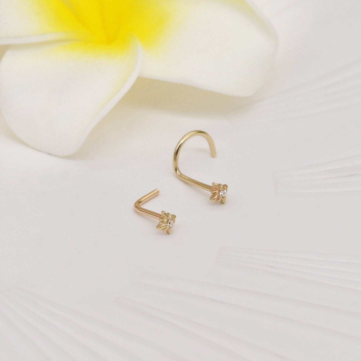 14k Solid Gold Star Nose Stud Star Nose Ring Nose Stud Screw Back L Shape Back Nose Ring Tiny Dainty Nose Stud gift for her 20g