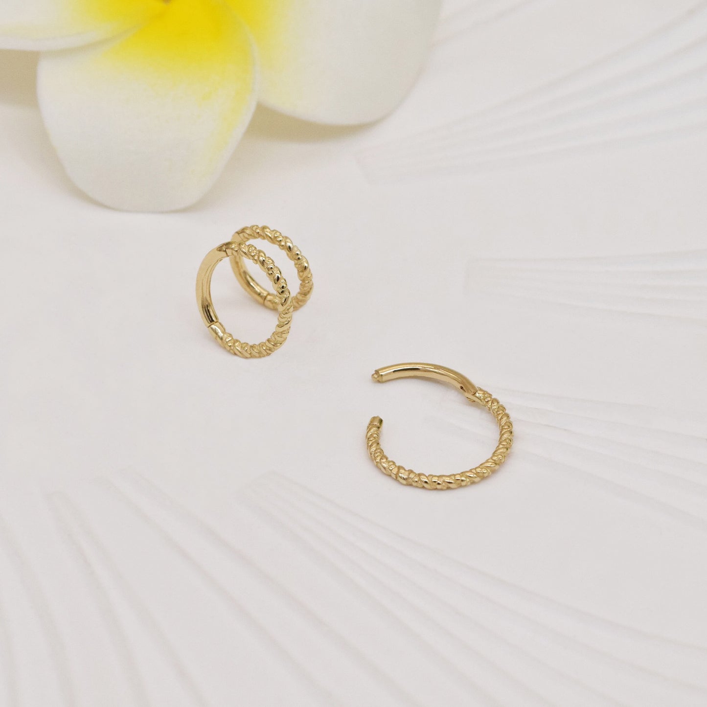 14k Solid Gold Twisted Septum Hoop Thin Cartilage Hoop Tragus Helix Daith Rook Conch Ring Hinged Clicker Jewelry 16g Gift For Her