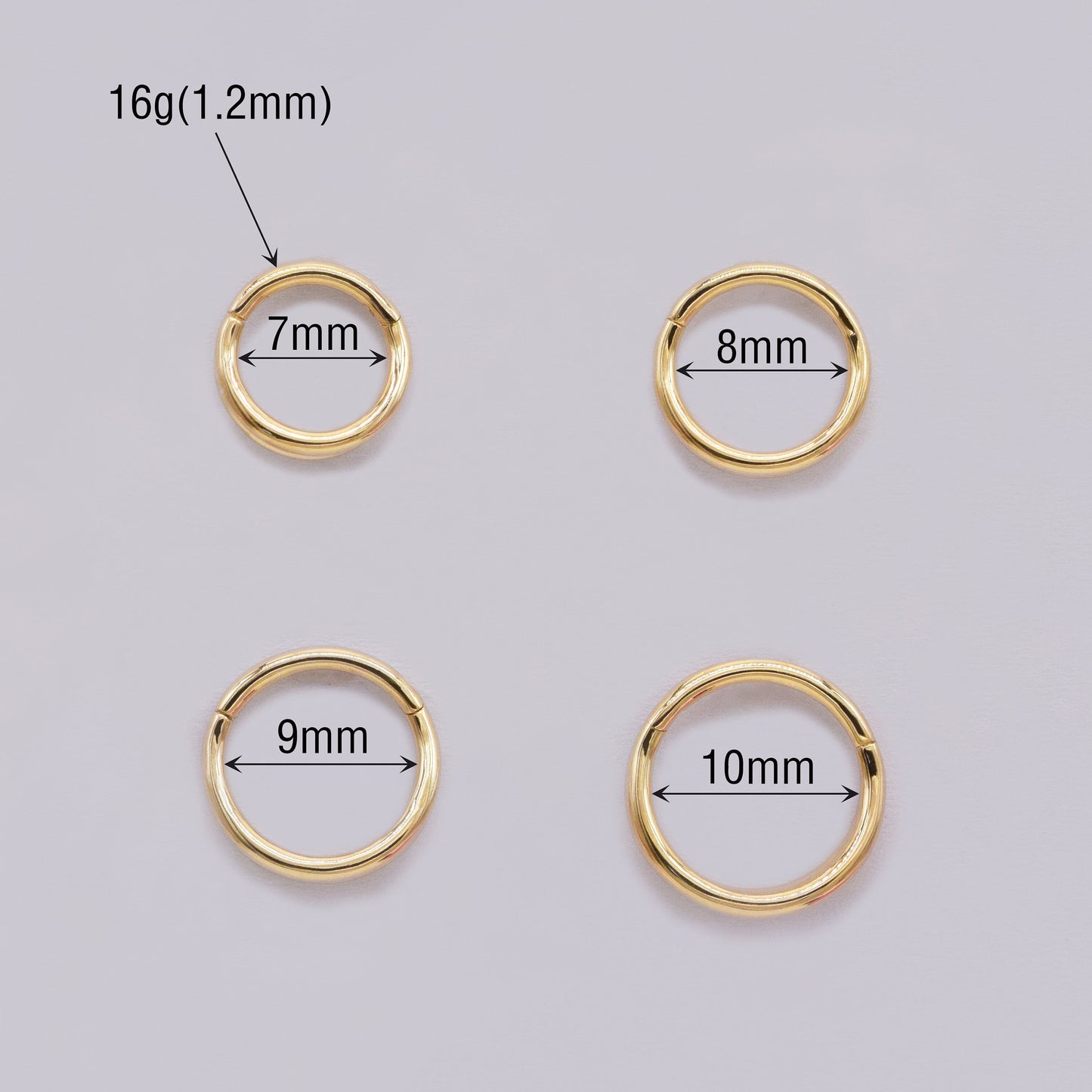 14k Solid Gold Double Row Hinged Hoop Danity Cartilage Ring Nose Ring Daith Conch Helix Gold Piercing Double Row Septum Jewelry 16g