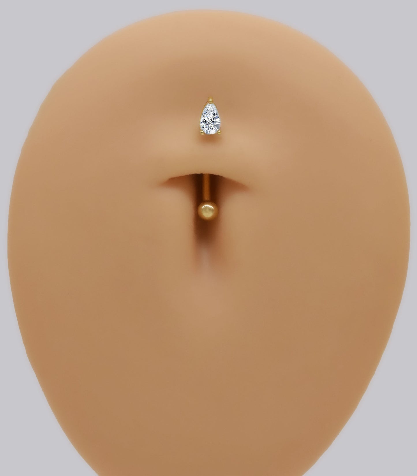 14k Solid Gold Teardrop Rook Piercing Curved Barbell Gold Navel Ring Diamond Belly Button Ring Dainty Rook Earring Gift For Her 16g