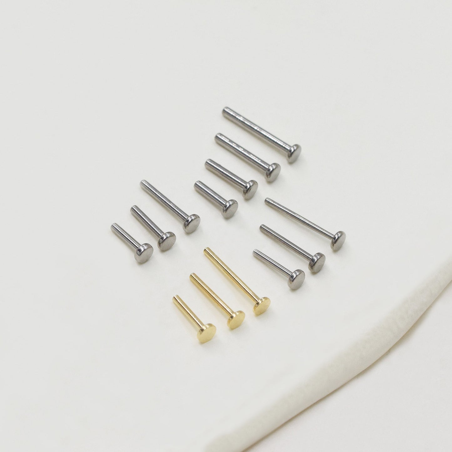 14k Solid gold Flat back Titanium push back Threadless for Cartilage conch stud helix stud tragus studs 0.5mm inner hole 16g 18g 20g