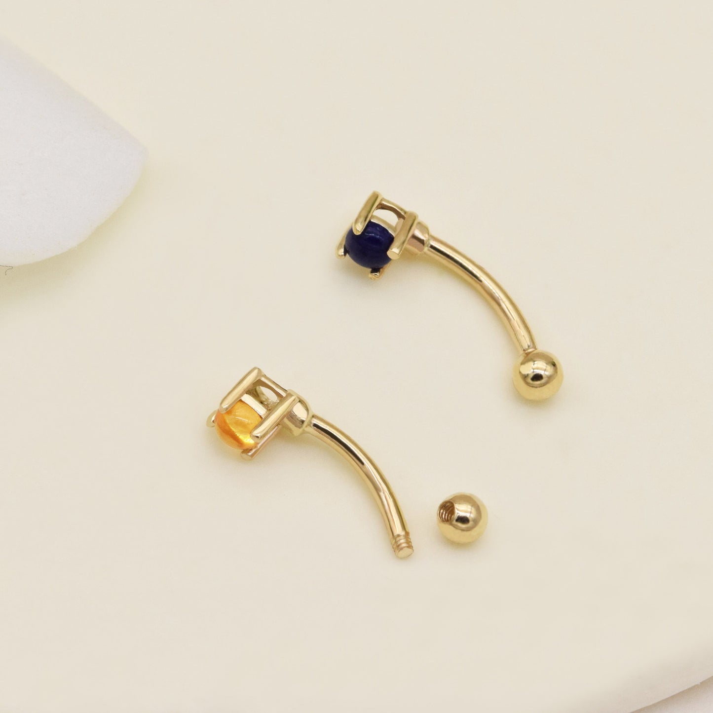 14k Solid Gold Gemstone Rook Earring Turquoise Rook Piercing Citrine Rook Jewelry Lapis Lazuli Curved Barbell Ring Opal Earring 16g