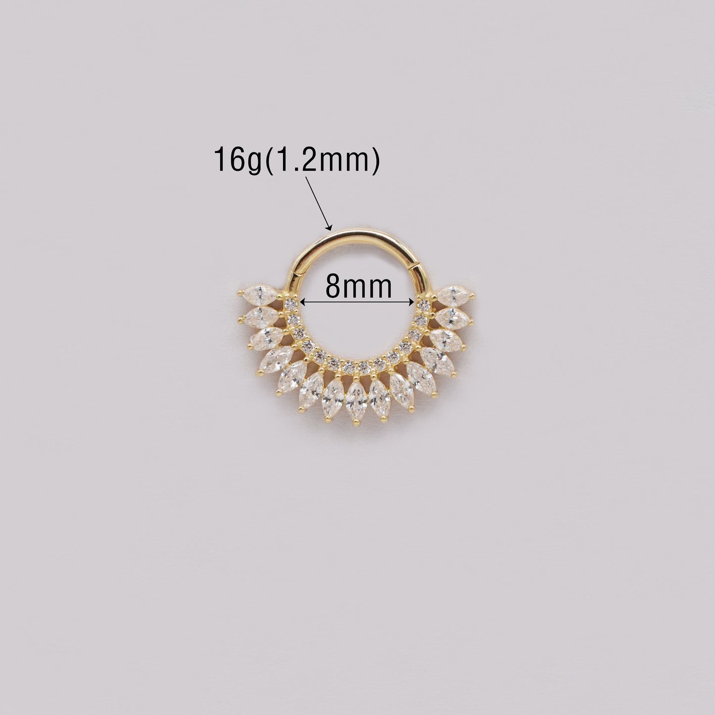 14K Solid Gold Dainty Marquise Septum Hoop Clicker Helix Piercing Daith Piercing Helix Tragus Conch Hoop Ring Gold Nose Ring Gift for Her