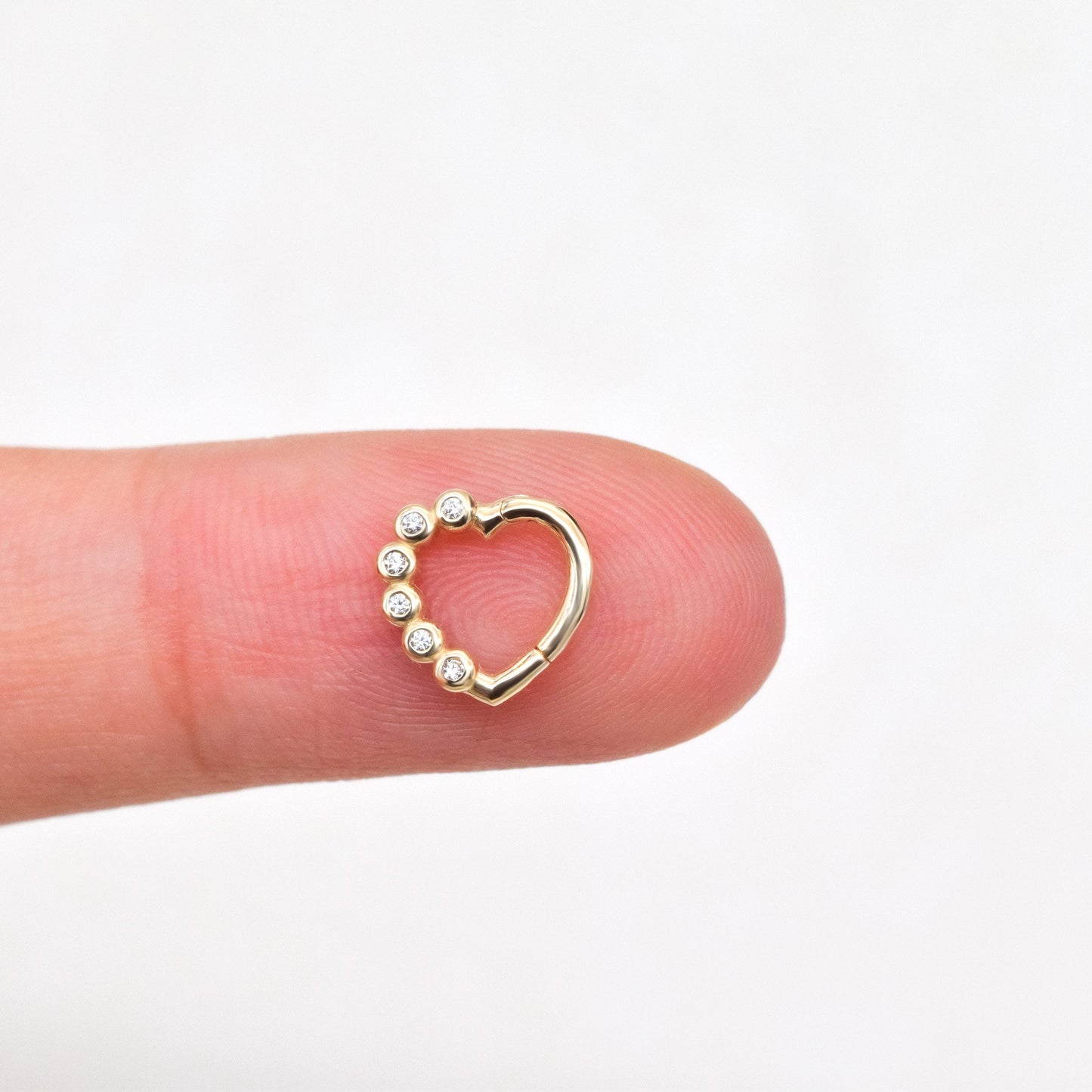 14K Solid Gold Heart Shaped Hinge Hoop Earring Dainty Gold Love Earring Heart Nose Ring Cartilage Earring Nose Hoop Piercing Daith Earring