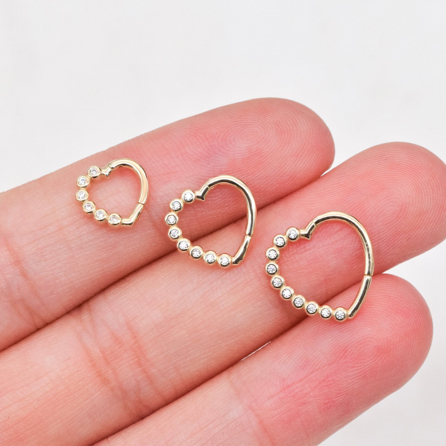 14K Solid Gold Heart Shaped Hinge Hoop Earring Dainty Gold Love Earring Heart Nose Ring Cartilage Earring Nose Hoop Piercing Daith Earring