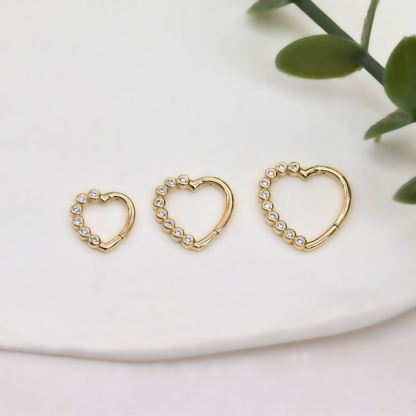 14K Solid Gold Heart Shaped Hinge Hoop Earring Dainty Gold Love Earring Heart Nose Ring Cartilage Earring Nose Hoop Piercing Daith Earring