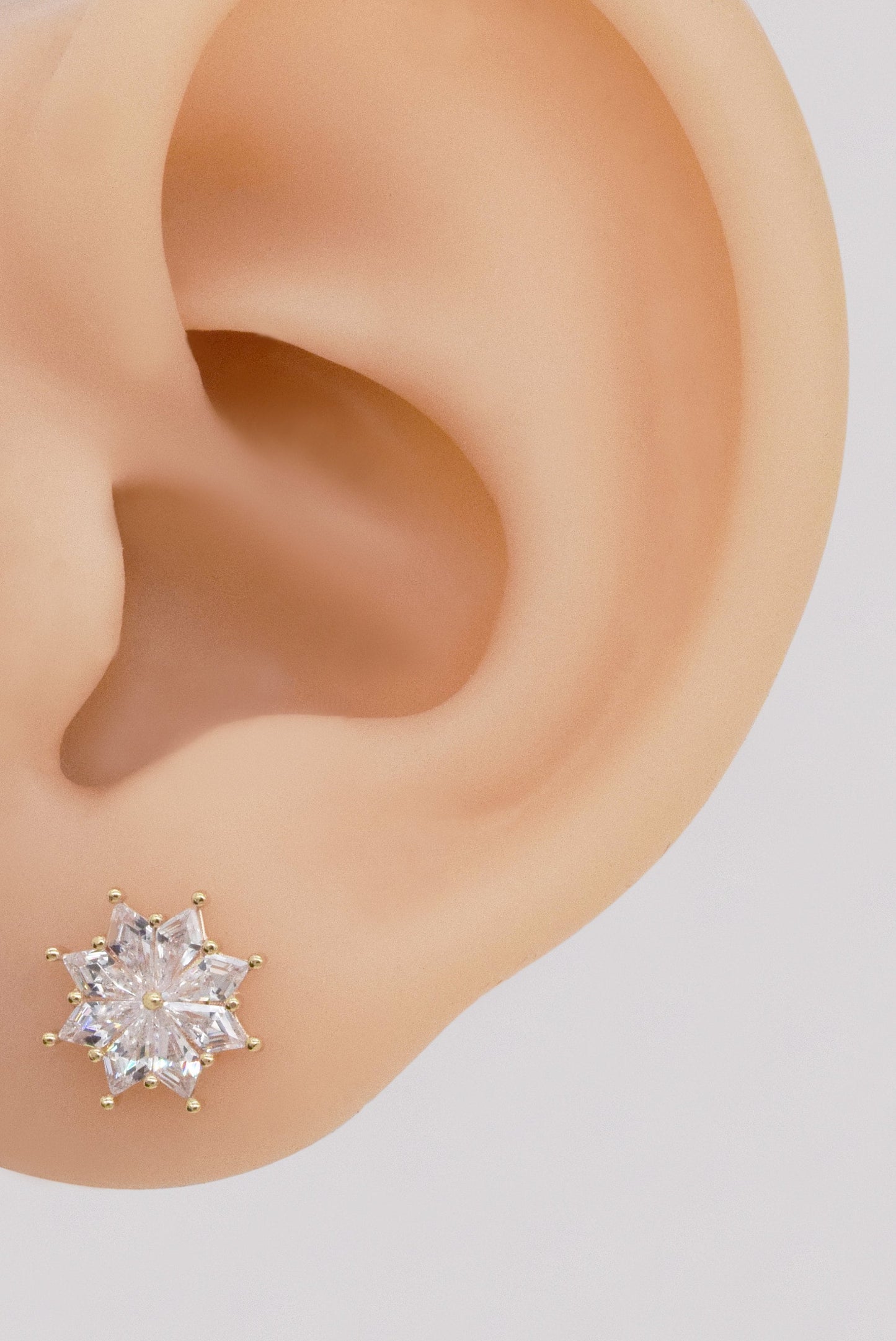 14k Solid Gold Starburst Rhombus Cartilage Earring Conch Stud Helix Stud Tragus Earring Internally Threaded Earring Screw Flat Back Earring