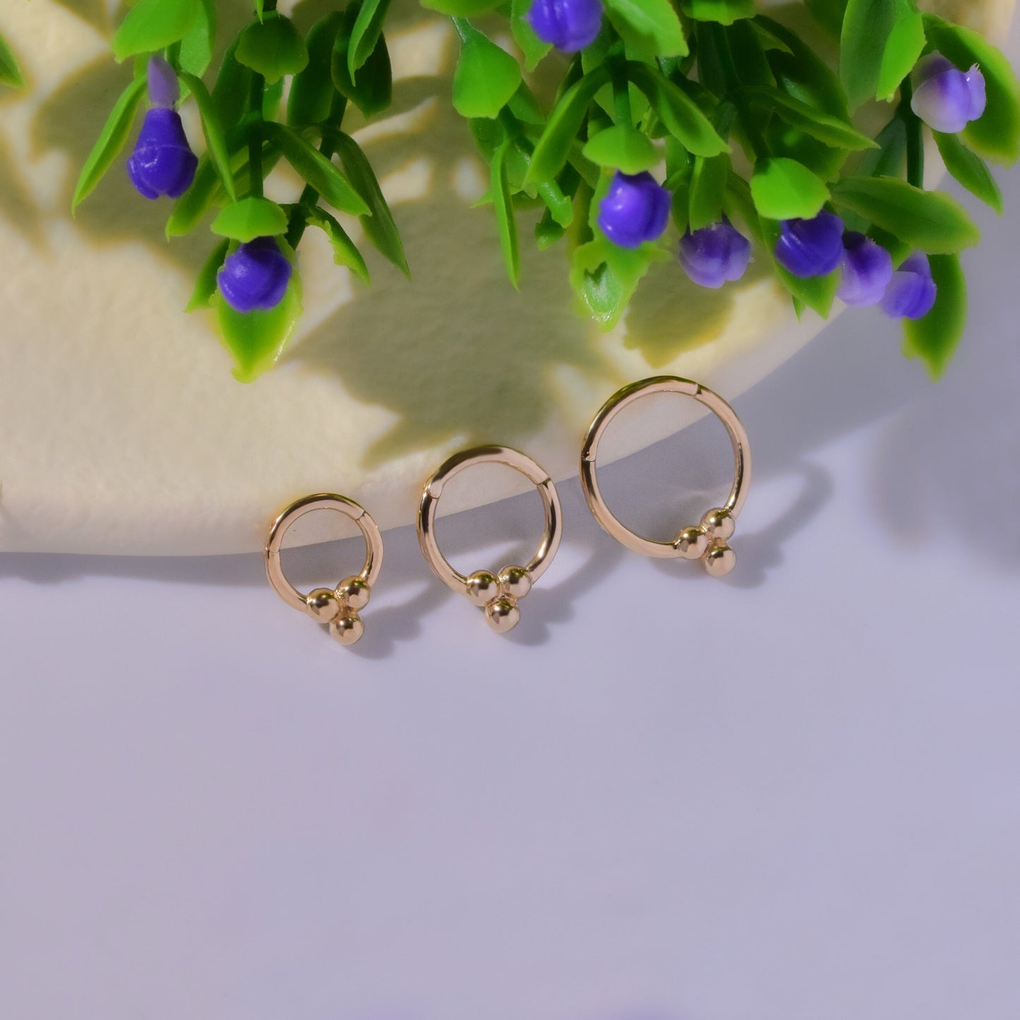 14k Solid Gold Beaded Septum Hoop Ring Beaded Daith Clicker Nose Ring Cartilage Earring Hoop Helix Tragus Clicker Dainty Nose Piercing 16g