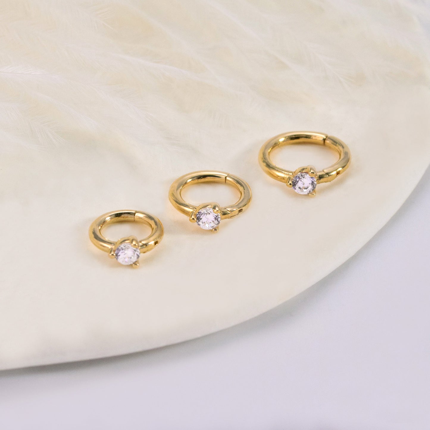 14k Solid Gold Tiny Cartiage Hoop Earring Helix Huggies Hoop Gold Conch Hoop Gold Nose Piercing CZ Huggie Hoop Earring  Dainty Tiny Huggies