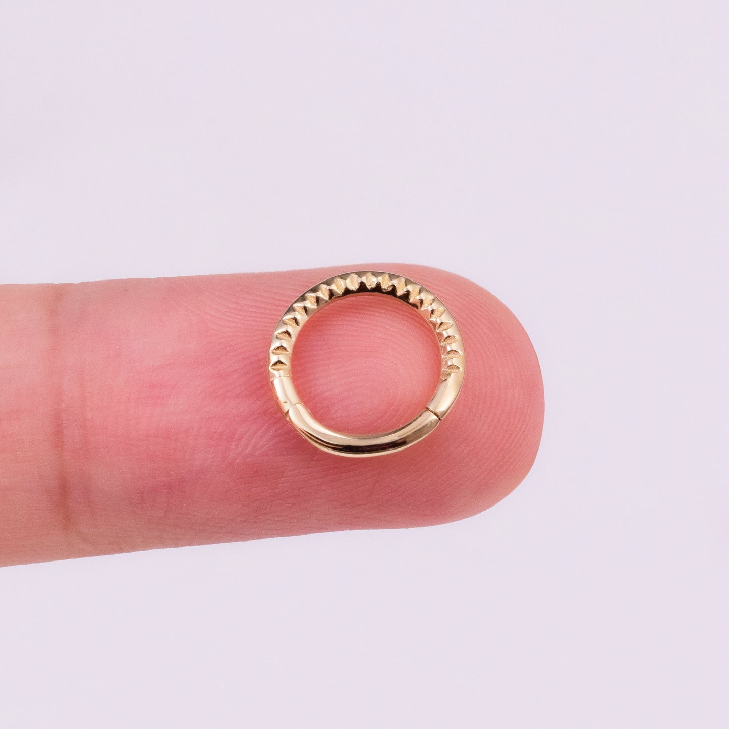 14k Solid Gold Dainty Pyramid Cut Septum Hoop Nose Ring Thin Cartilage Hoop Tragus Helix Daith Rook Conch Hoop Ring Hinged Clicker Jewelry