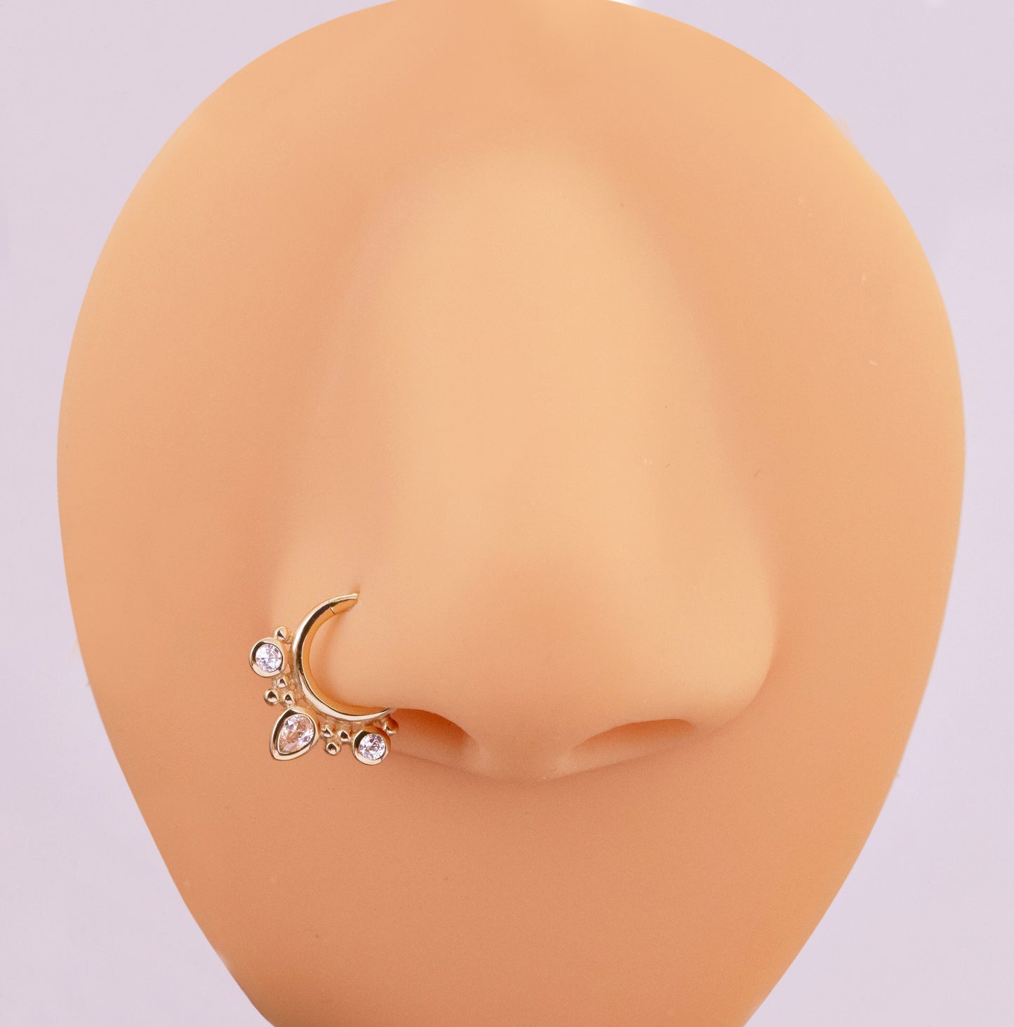 14k Solid Gold Teardrop Cartilage Hoop Earring Daith Ring Helix Hoop Clicker Conch Rook Hoop Earring Septum Clicker Piercing Nose Piercing