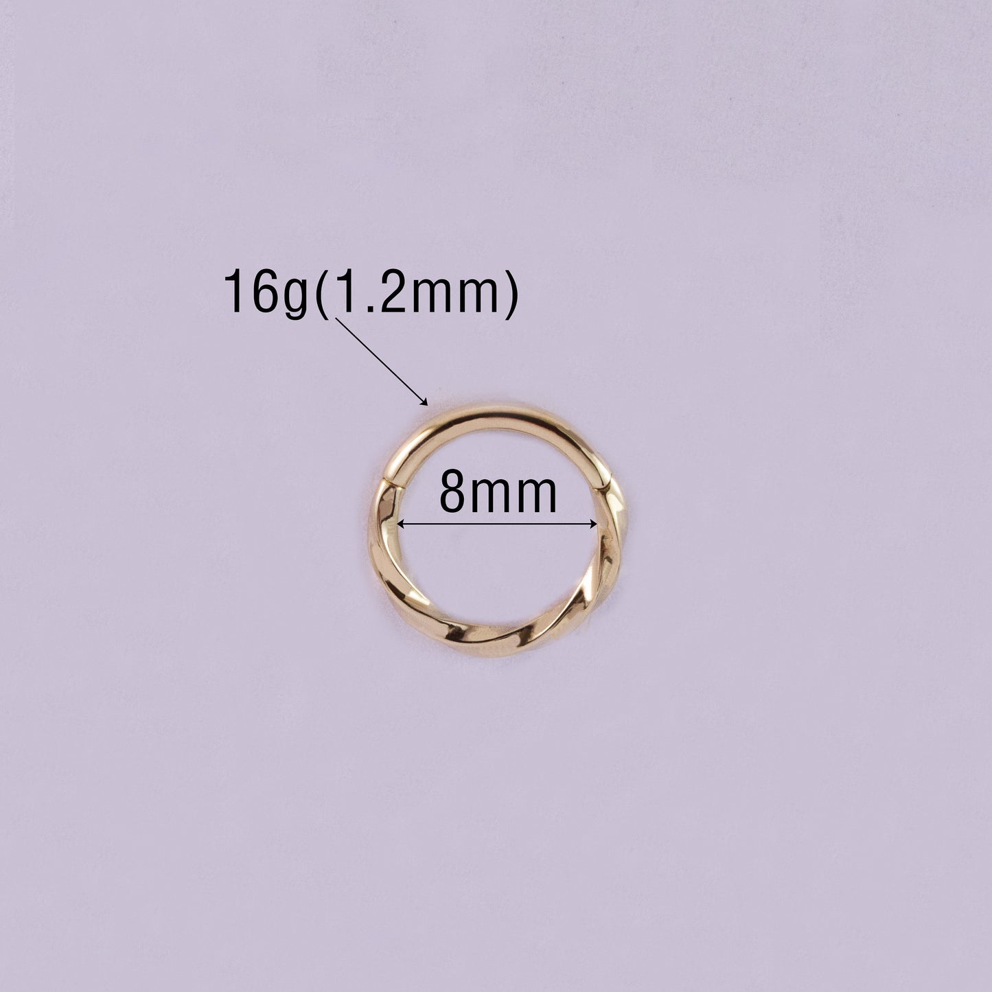 14K Solid Gold Twisted Hoop Earring, Twisted Wire Hoop Clikcer, Cable Hoop Earring, Gold Nose Piercing, Gold Septum Ring, Helix Earring 16g