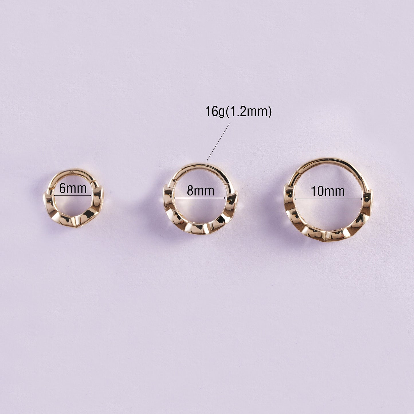 14k Solid Gold Marquise Clicker Hoop, Gold Helix Clicker, Daith Hoop Earring, Rook Ring, Nose Ring, Cartilage Hoop Earring, Lobe Hoop 16g